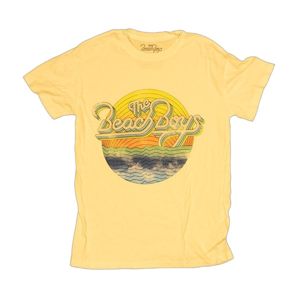 The Beach Boys Graphic T-Shirt XS Yellow Excellent Retro Sunset Surf Band Tee